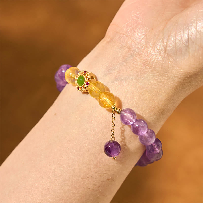 Bracelet de méditation et d'équilibre en améthyste naturelle de 8 mm pour la paix intérieure