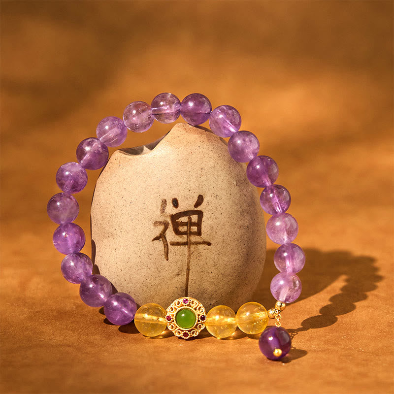 Bracelet de méditation et d'équilibre en améthyste naturelle de 8 mm pour la paix intérieure