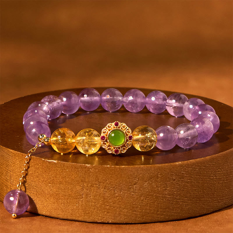Bracelet de méditation et d'équilibre en améthyste naturelle de 8 mm pour la paix intérieure