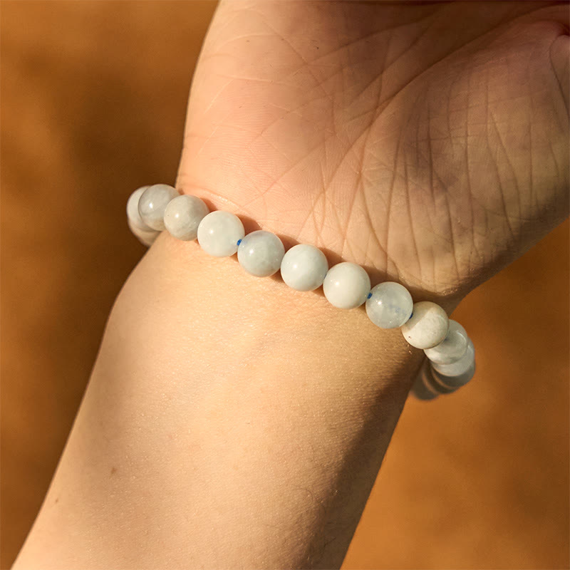 Bracelet de guérison en aigue-marine naturelle de 8 mm pour l'équilibre émotionnel