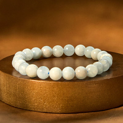 Bracelet de guérison en aigue-marine naturelle de 8 mm pour l'équilibre émotionnel
