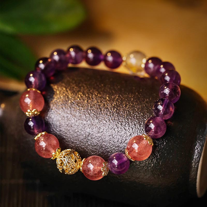 Bracelet de prospérité en citrine naturelle de 8 mm pour la protection