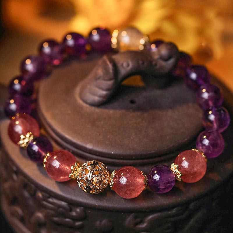 Bracelet de prospérité en citrine naturelle de 8 mm pour la protection