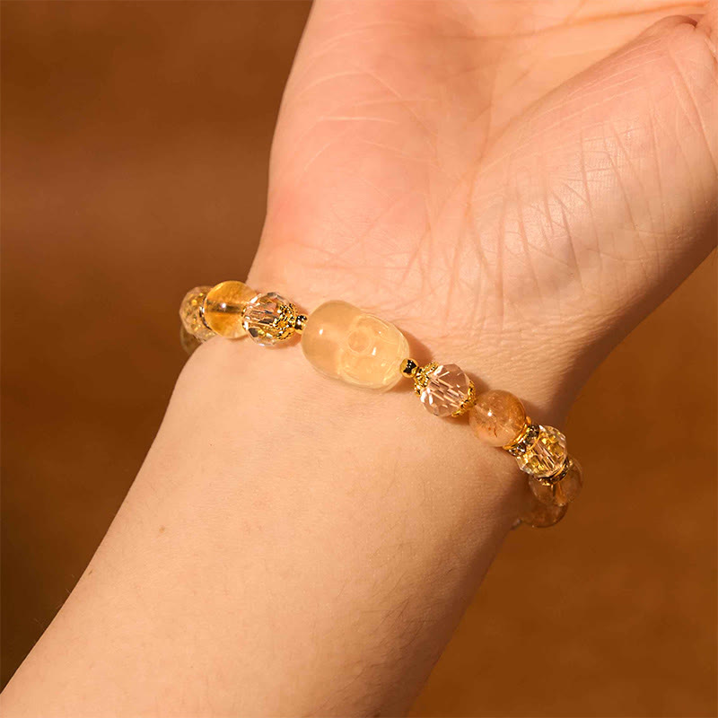 Bracelet de prospérité en citrine naturelle de 8 mm pour femme