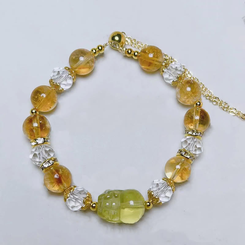 Bracelet de prospérité en citrine naturelle de 8 mm pour femme