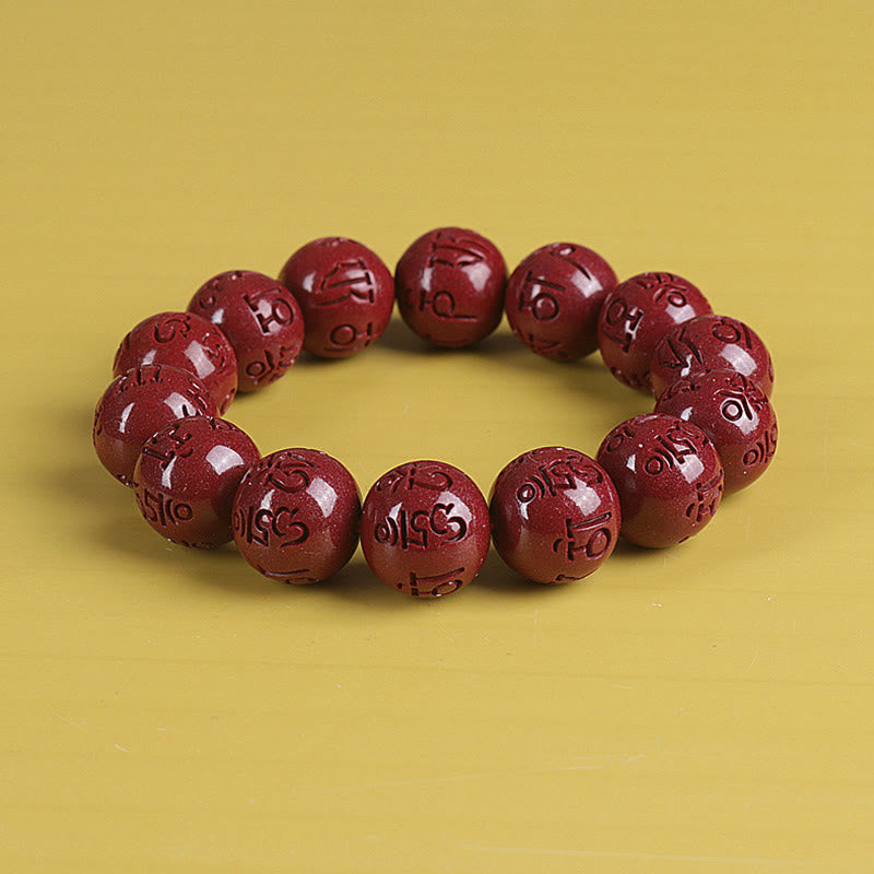 Bracelet de richesse en cinabre double Pixiu naturel de 8 mm