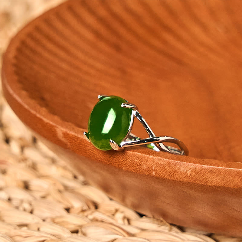 Bague d'abondance réglable en alliage de jade naturel de 8 mm
