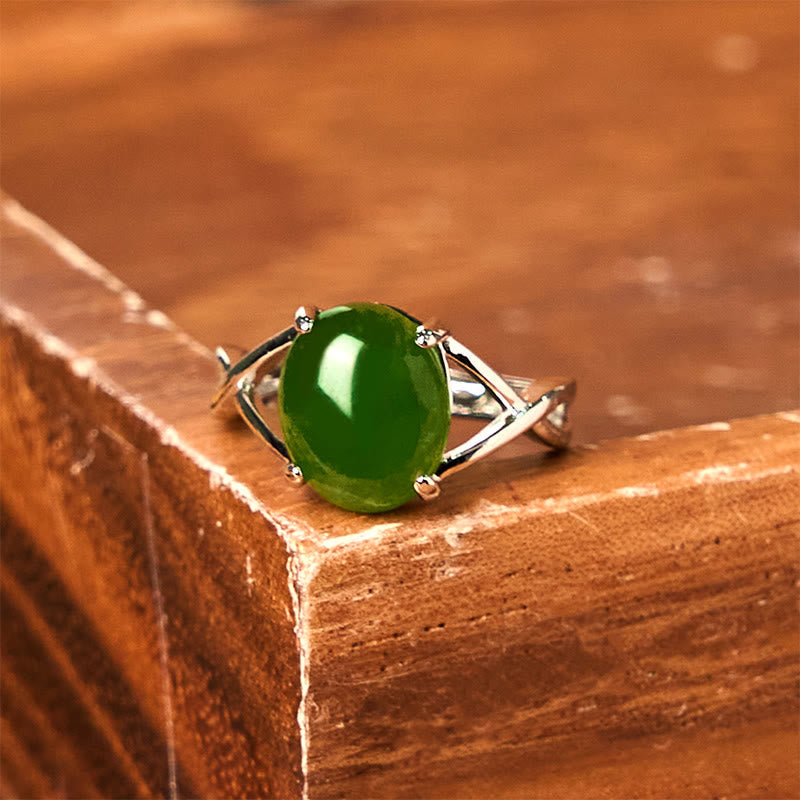 Bague d'abondance réglable en alliage de jade naturel de 8 mm