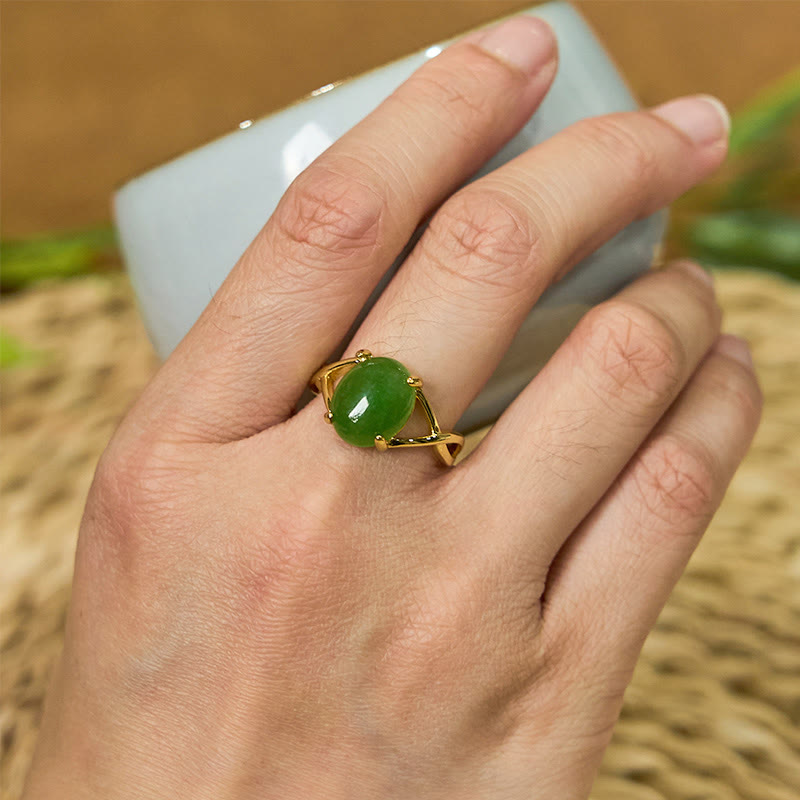 Bague d'abondance réglable en alliage de jade naturel de 8 mm