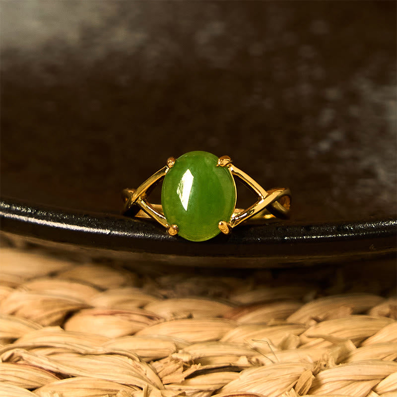 Bague d'abondance réglable en alliage de jade naturel de 8 mm