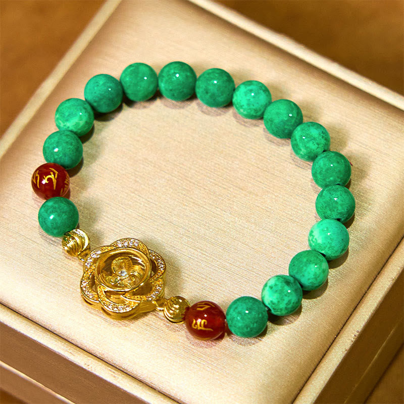 Bracelet de prospérité en jade naturel de 8 mm avec mantra Om Mani Padme Hum