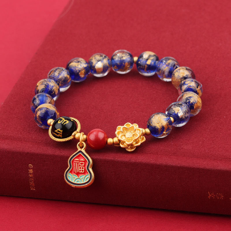 Bracelet Om Mani Padme Hum 8 mm | Charme en verre Liuli