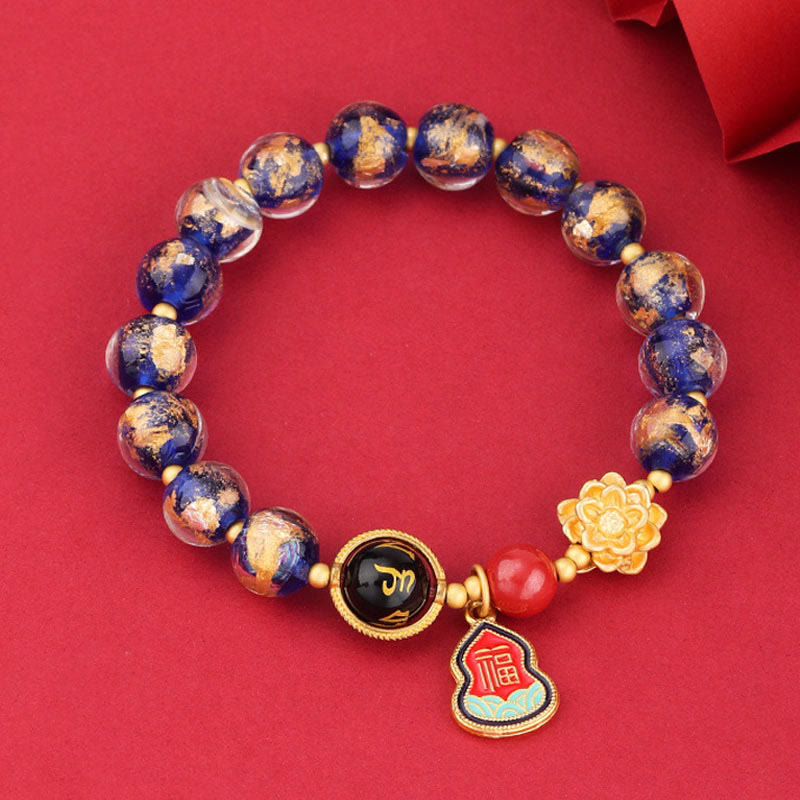 Bracelet Om Mani Padme Hum 8 mm | Charme en verre Liuli