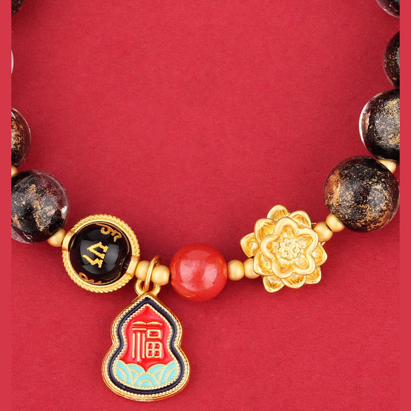 Bracelet Om Mani Padme Hum 8 mm | Charme en verre Liuli