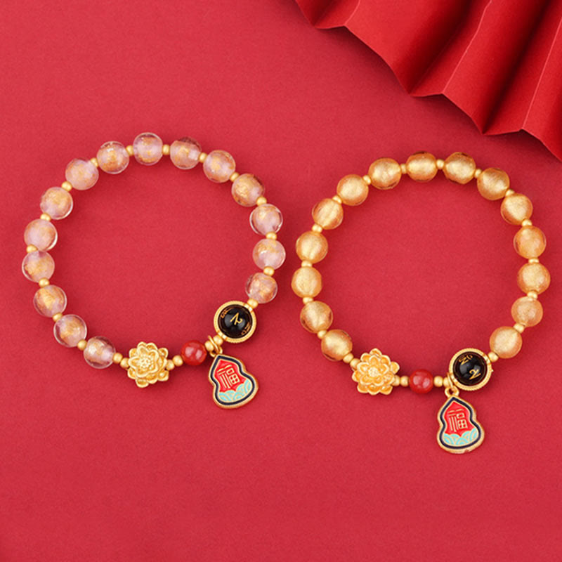 Bracelet Om Mani Padme Hum 8 mm | Charme en verre Liuli
