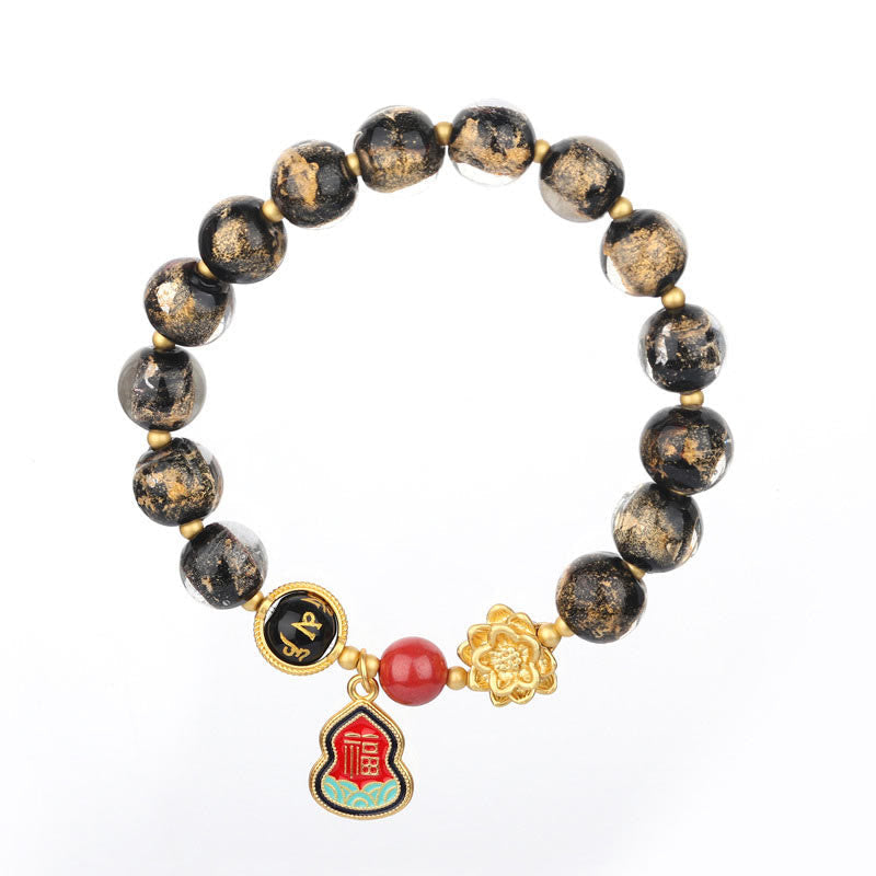 Bracelet Om Mani Padme Hum 8 mm | Charme en verre Liuli