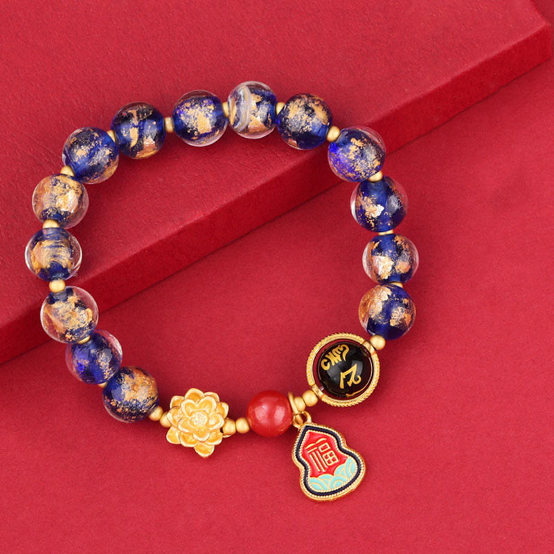 Bracelet Om Mani Padme Hum 8 mm | Charme en verre Liuli