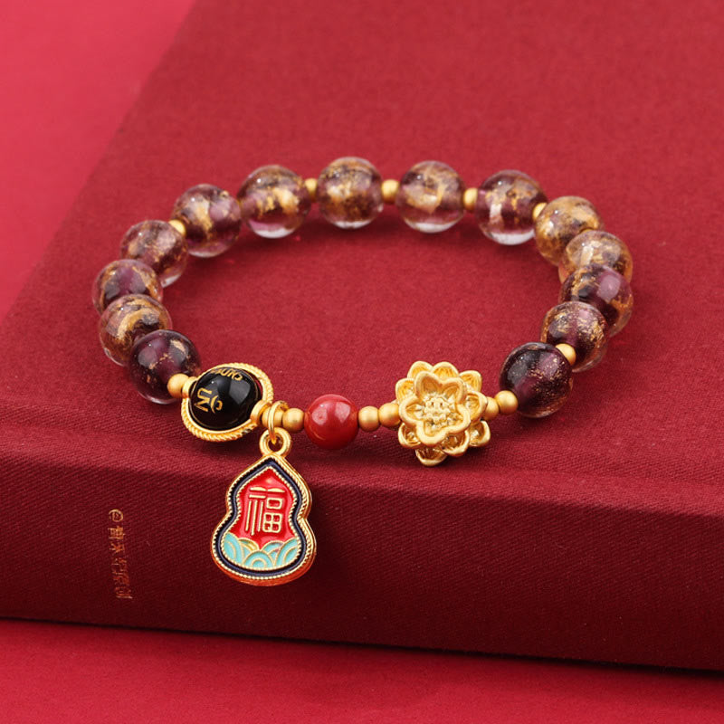 Bracelet Om Mani Padme Hum 8 mm | Charme en verre Liuli