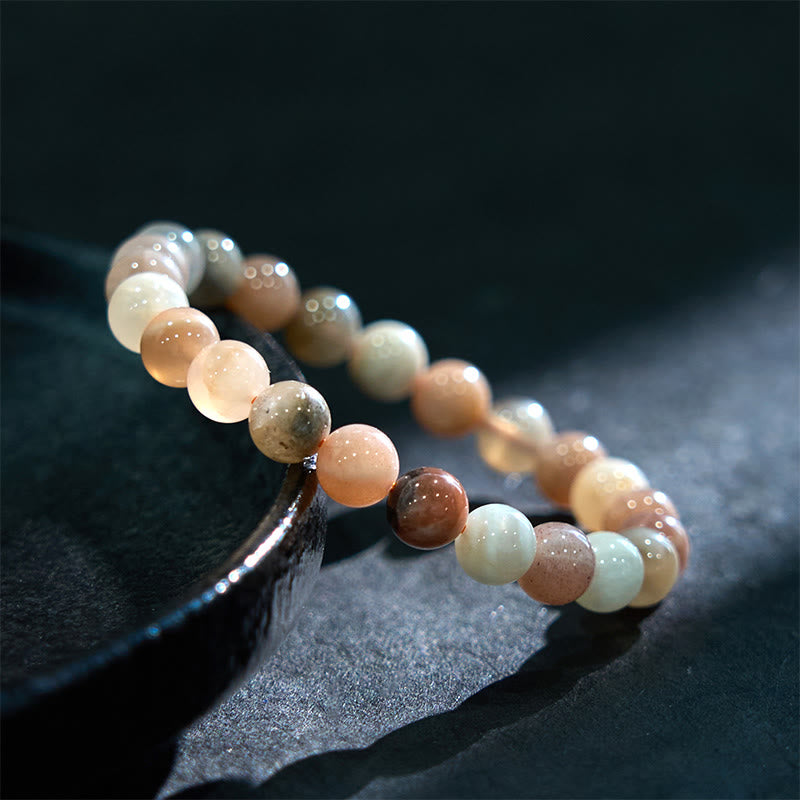 Bracelet de guérison en pierre de lune pêche 8 mm pour femme