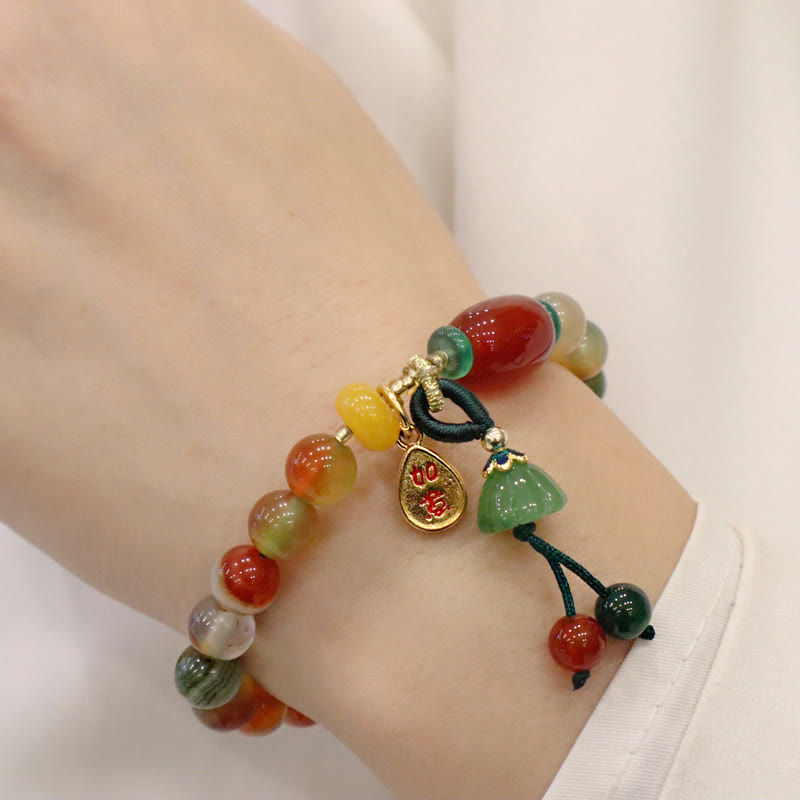Bracelet Ruyi As One Wishes en agate paon 8 mm