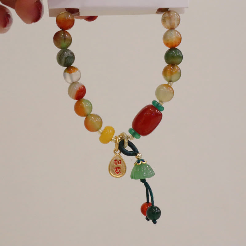 Bracelet Ruyi As One Wishes en agate paon 8 mm