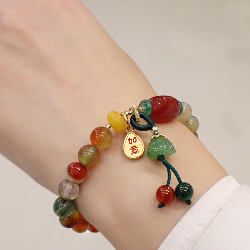 Bracelet Ruyi As One Wishes en agate paon 8 mm