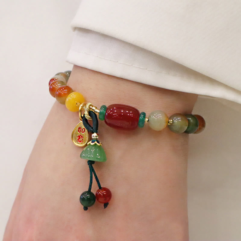 Bracelet Ruyi As One Wishes en agate paon 8 mm