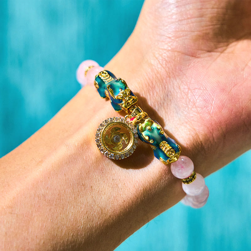 Bracelet Pixiu chaleureux à changement de couleur en cristal rose de 8 mm