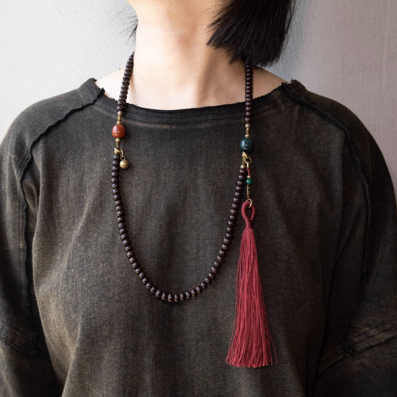 Bracelet Mala en graines de Bodhi violettes de 8 mm pour la chance