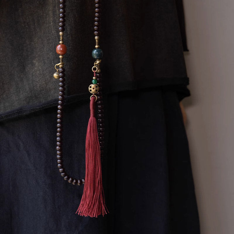 Bracelet Mala en graines de Bodhi violettes de 8 mm pour la chance