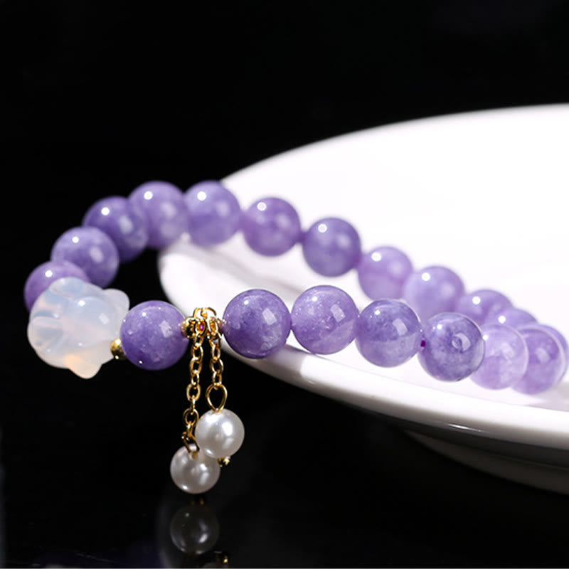 Bracelet de guérison spirituelle en perles de calcédoine violette de 8 mm