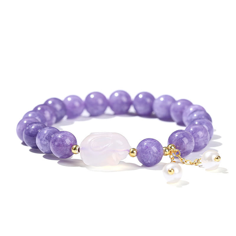 Bracelet de guérison spirituelle en perles de calcédoine violette de 8 mm