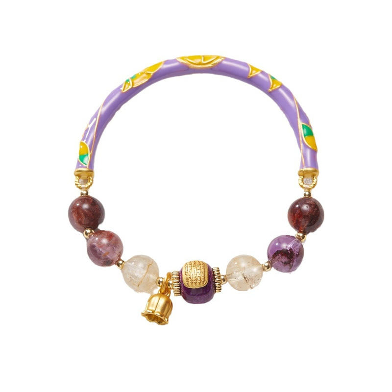 Bracelet en jade fantôme violet et améthyste de 8 mm pour la sagesse