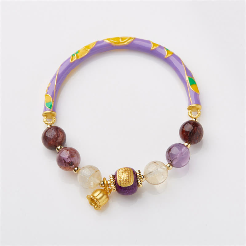 Bracelet en jade fantôme violet et améthyste de 8 mm pour la sagesse
