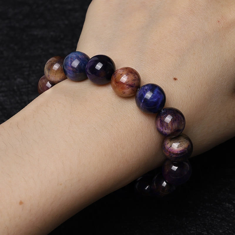 Bracelet de protection en œil de tigre violet de 8 mm pour plus de force
