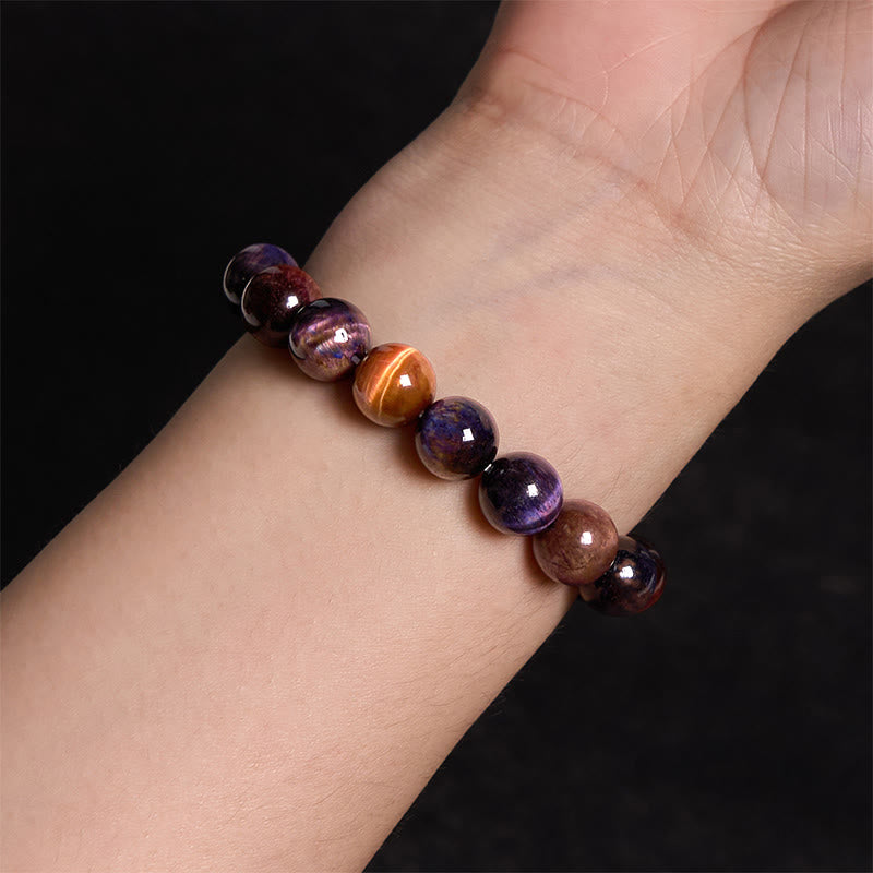 Bracelet de protection en œil de tigre violet de 8 mm pour plus de force