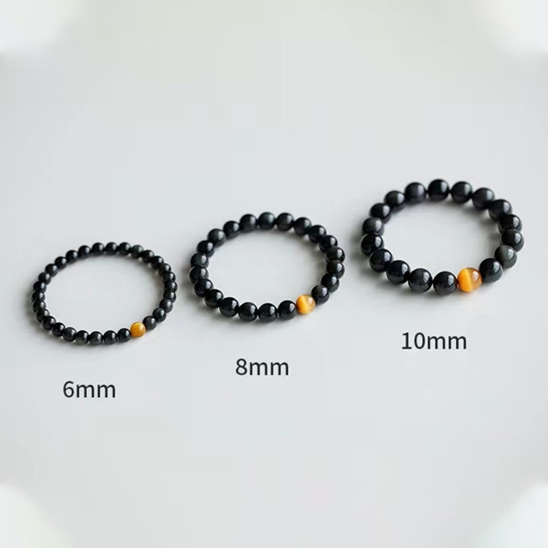 Bracelet d'amour positif en obsidienne arc-en-ciel et œil de tigre de 8 mm