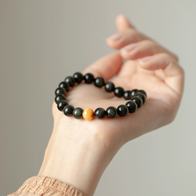 Bracelet d'amour positif en obsidienne arc-en-ciel et œil de tigre de 8 mm