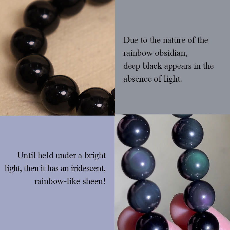 Bracelet d'amour positif en obsidienne arc-en-ciel et œil de tigre de 8 mm