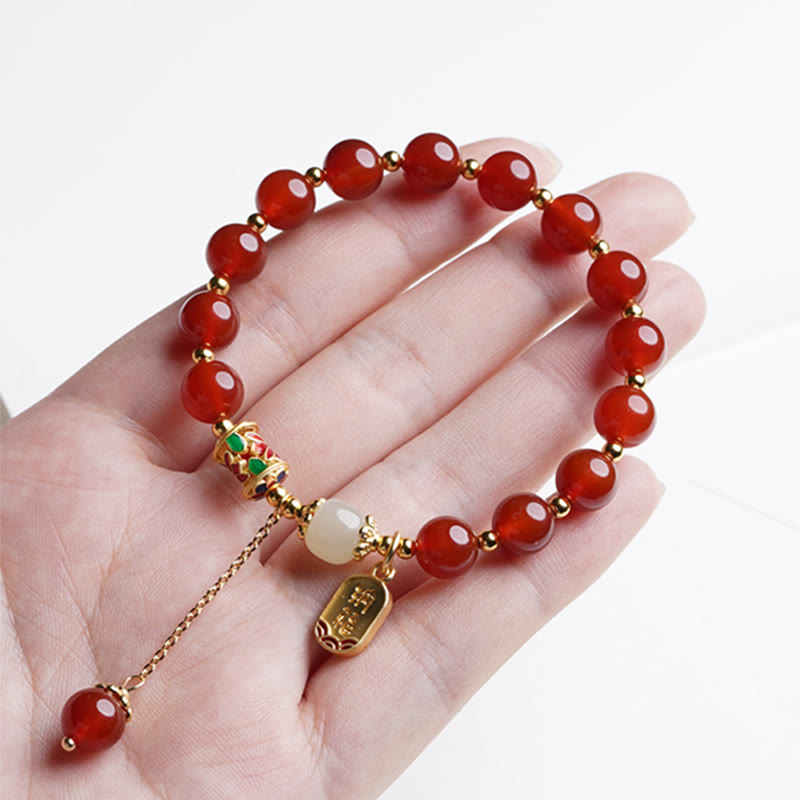Bracelet de confiance en agate rouge Fu de 8 mm