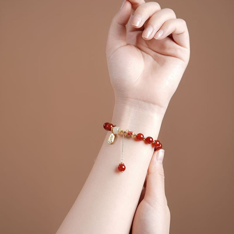 Bracelet de confiance en agate rouge Fu de 8 mm