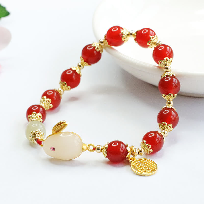 Bracelet de confiance en agate rouge Fu de 8 mm