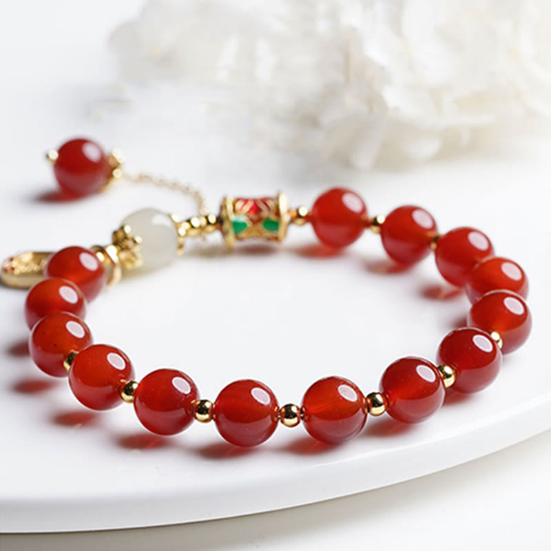 Bracelet de confiance en agate rouge Fu de 8 mm