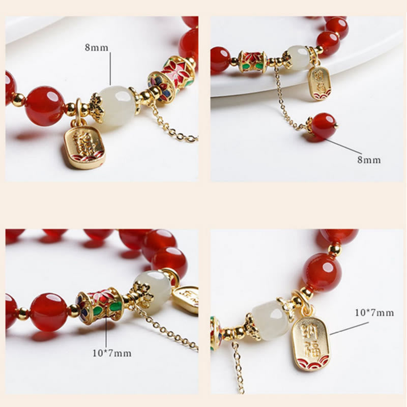 Bracelet de confiance en agate rouge Fu de 8 mm
