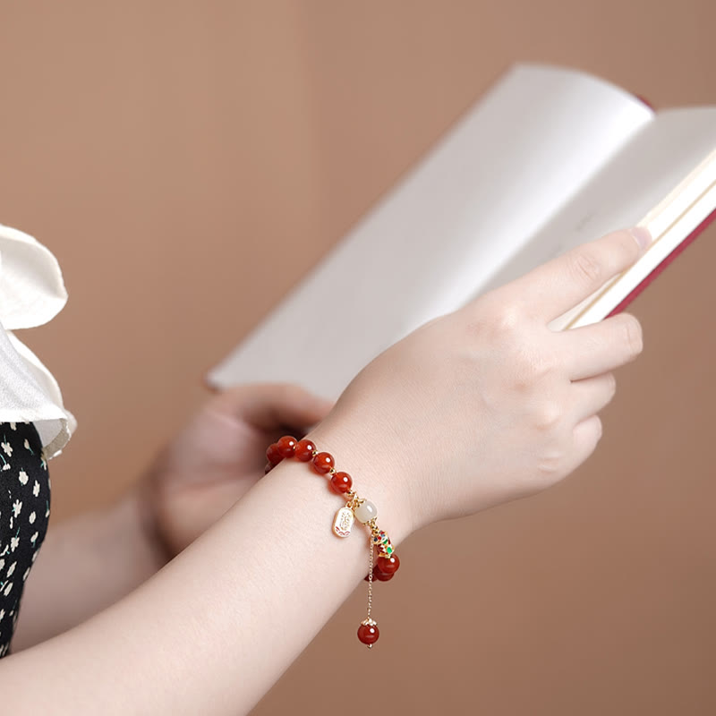 Bracelet de confiance en agate rouge Fu de 8 mm