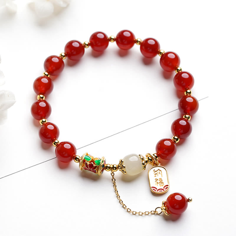 Bracelet de confiance en agate rouge Fu de 8 mm