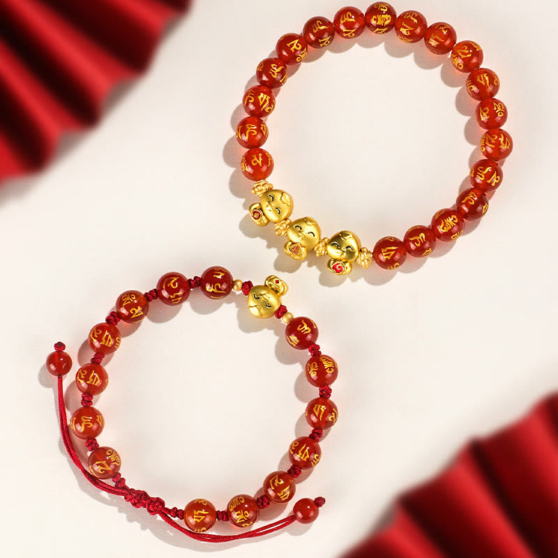 Bracelet serpent en agate rouge de 8 mm pour la croissance spirituelle
