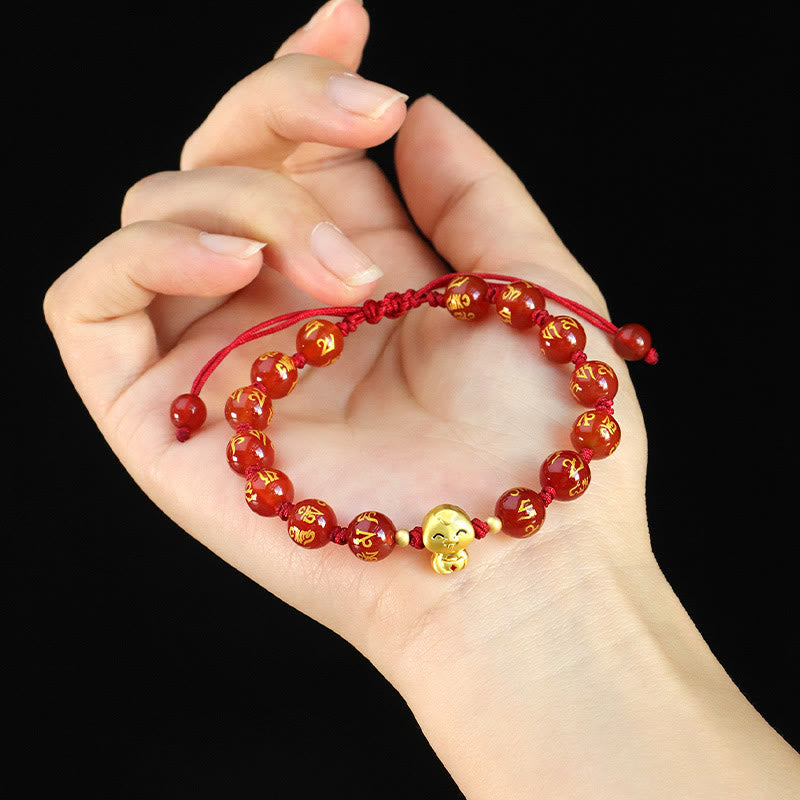 Bracelet serpent en agate rouge de 8 mm pour la croissance spirituelle