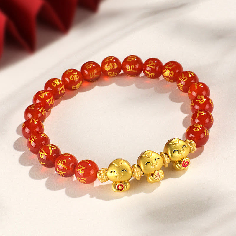 Bracelet serpent en agate rouge de 8 mm pour la croissance spirituelle