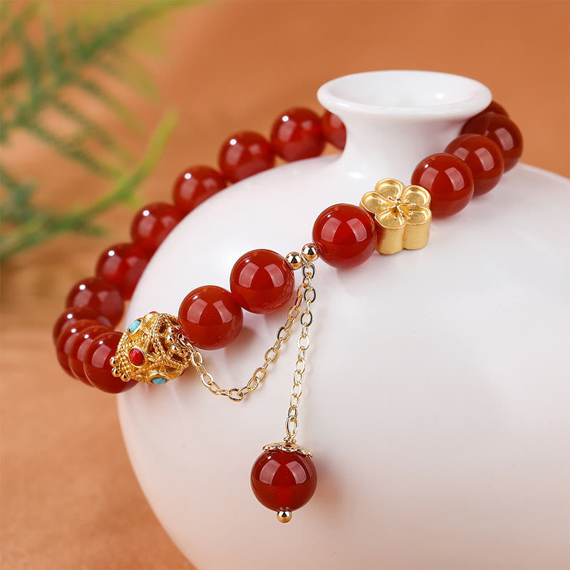 Bracelet d'acceptation de soi en agate rouge et agate blanche de 8 mm